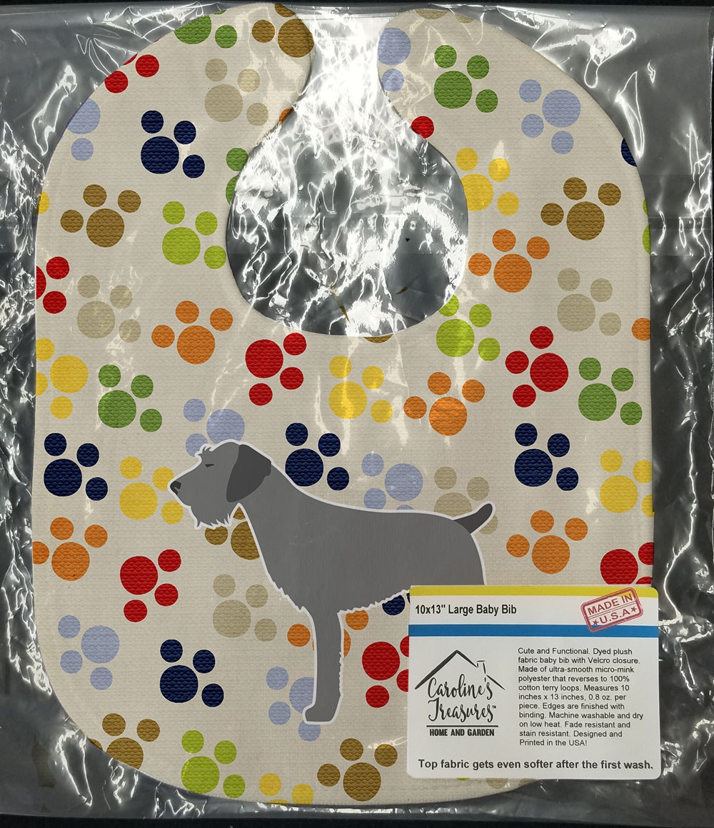 German Wirehaired Pointer Pawprints Baby Bib BB6316BIB - the-store.com