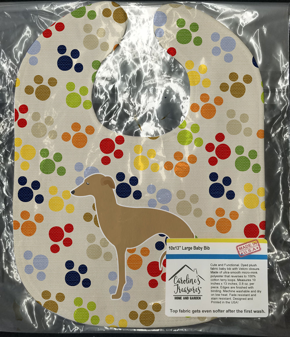 Italian Greyhound Pawprints Baby Bib BB6319BIB - the-store.com