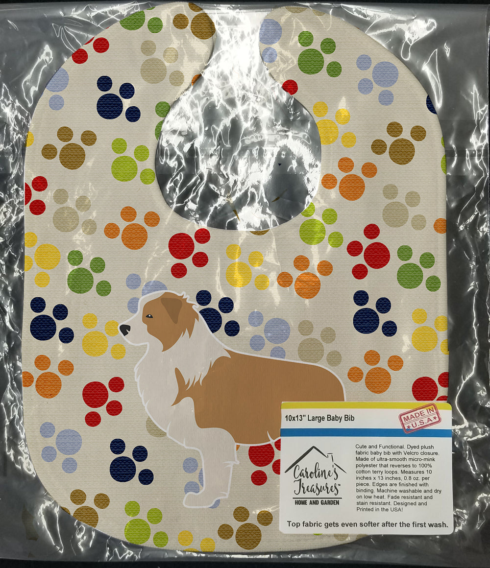 Red Border Collie Pawprints Baby Bib BB6327BIB - the-store.com