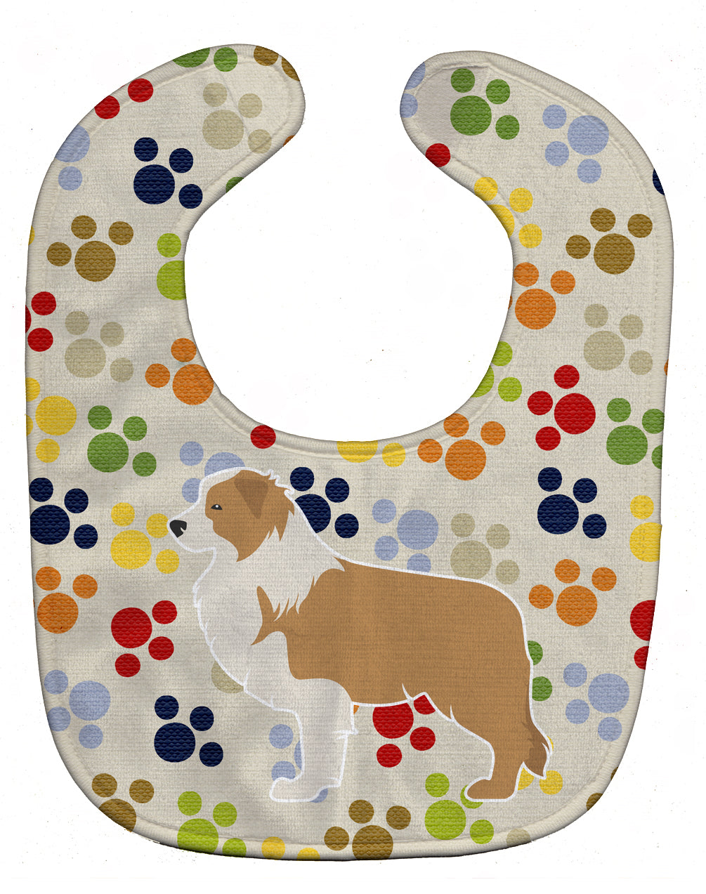 Red Border Collie Pawprints Baby Bib BB6327BIB - the-store.com