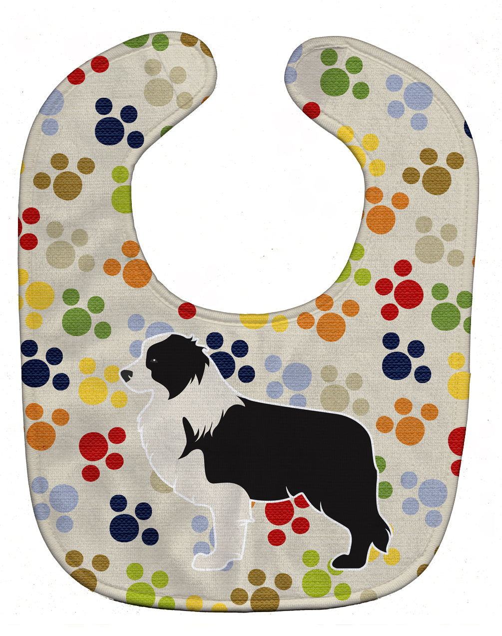 Black Border Collie Pawprints Baby Bib BB6328BIB - the-store.com