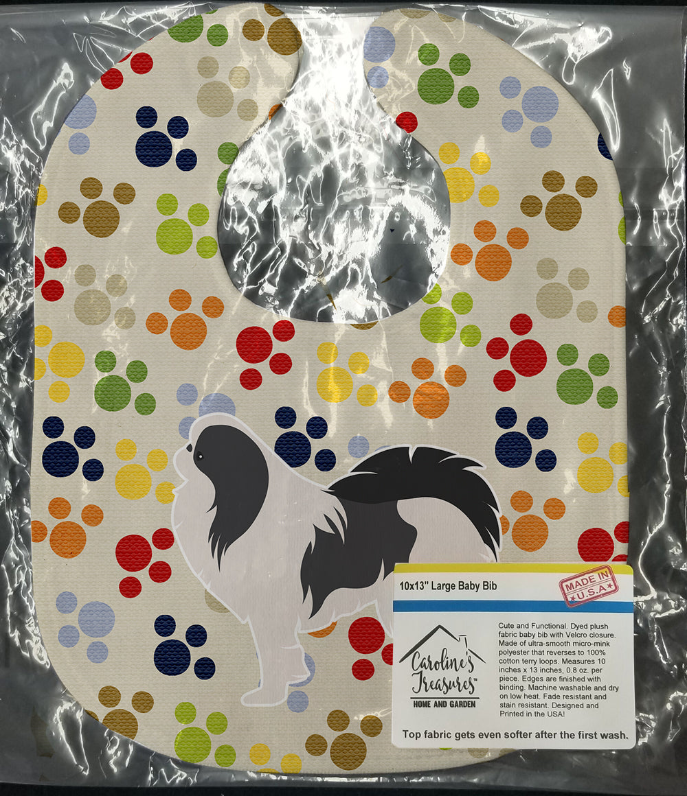 Japanese Chin Pawprints Baby Bib BB6342BIB - the-store.com