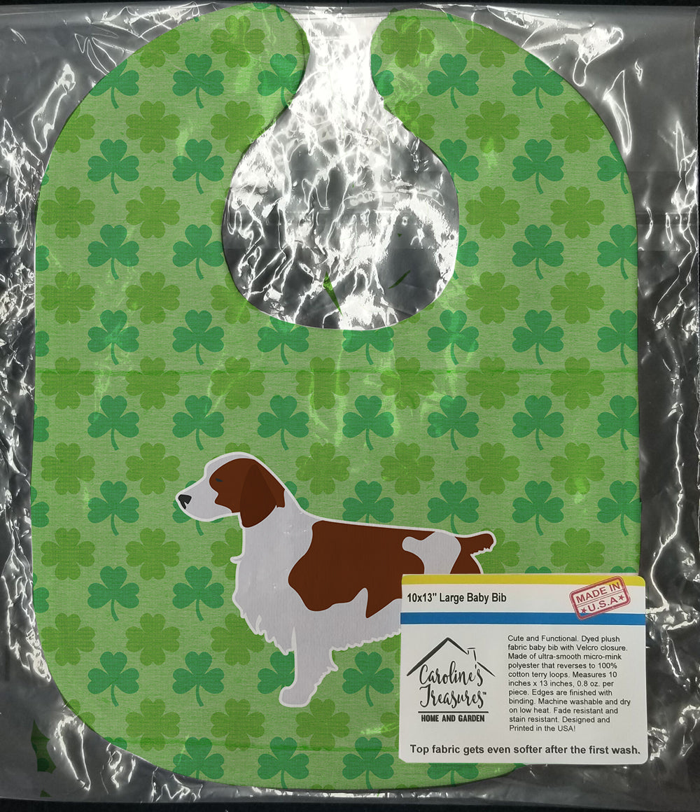 Welsh Springer Spaniel Shamrocks  Baby Bib BB6405BIB - the-store.com