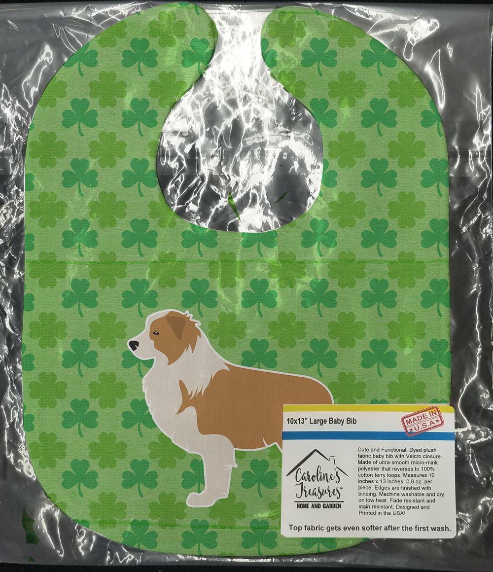 Red Border Collie Shamrocks  Baby Bib BB6427BIB - the-store.com