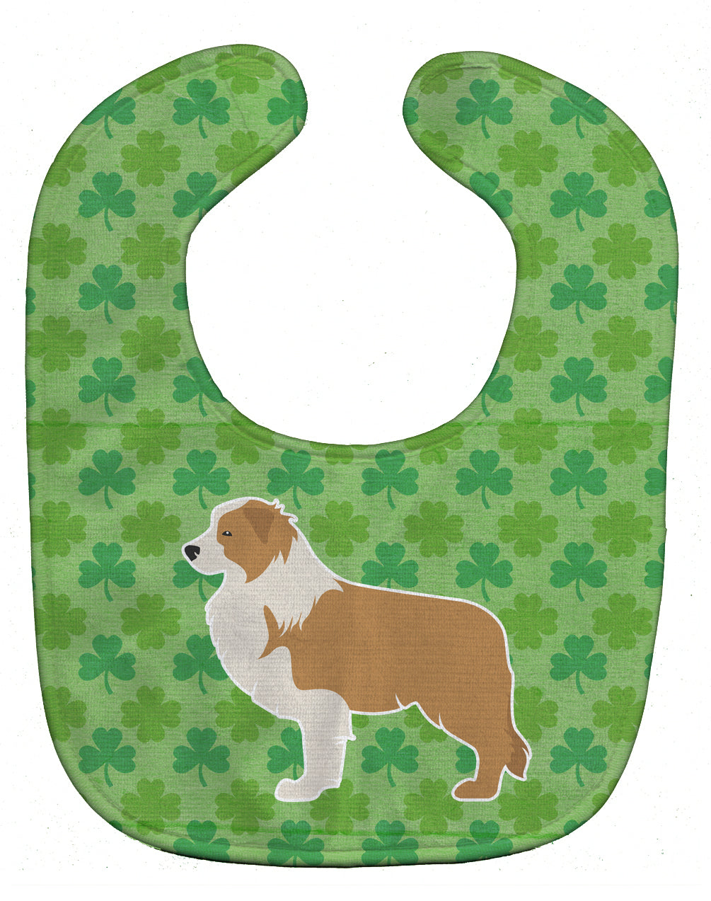 Red Border Collie Shamrocks  Baby Bib BB6427BIB - the-store.com