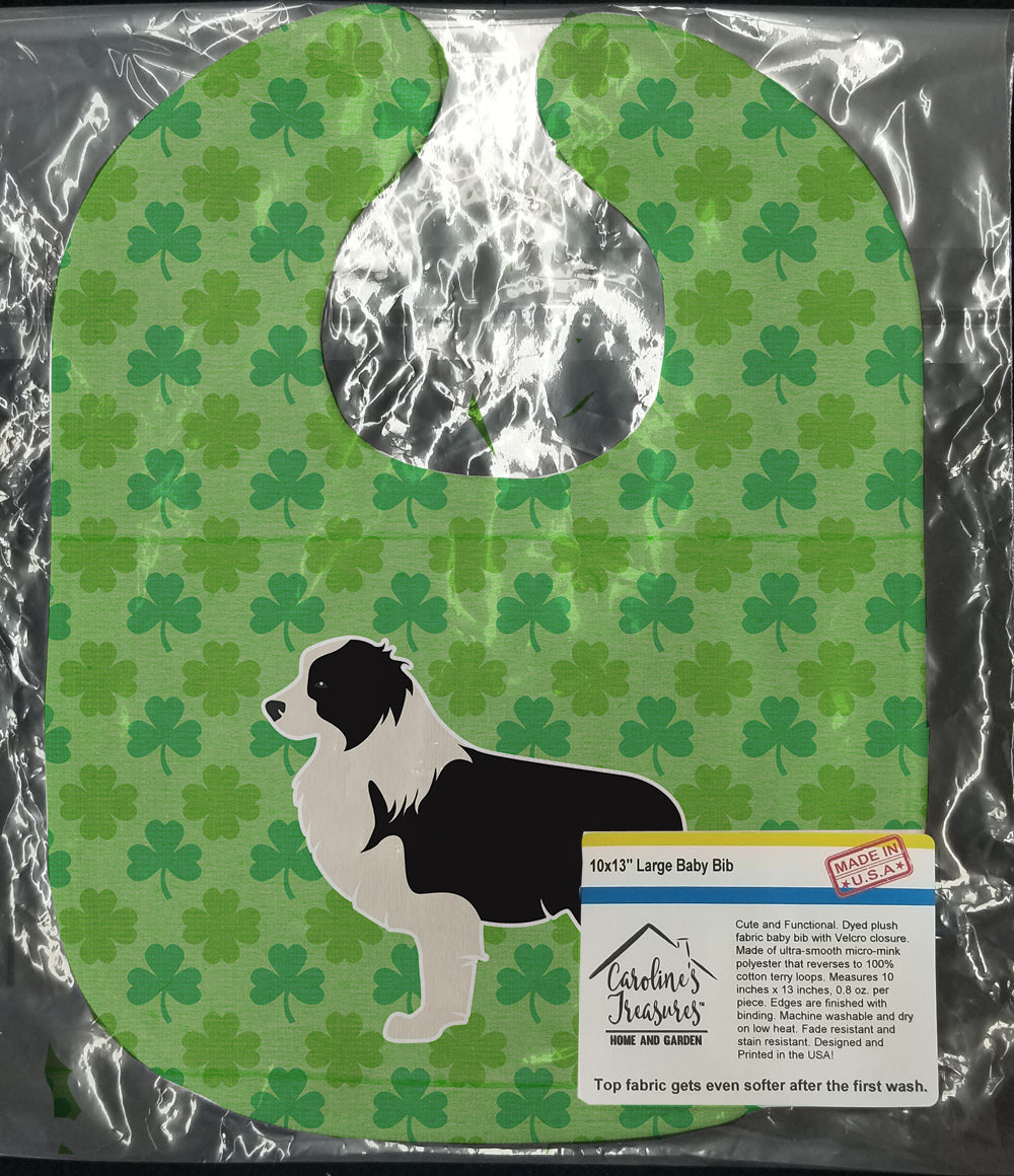 Black Border Collie Shamrocks  Baby Bib BB6428BIB - the-store.com