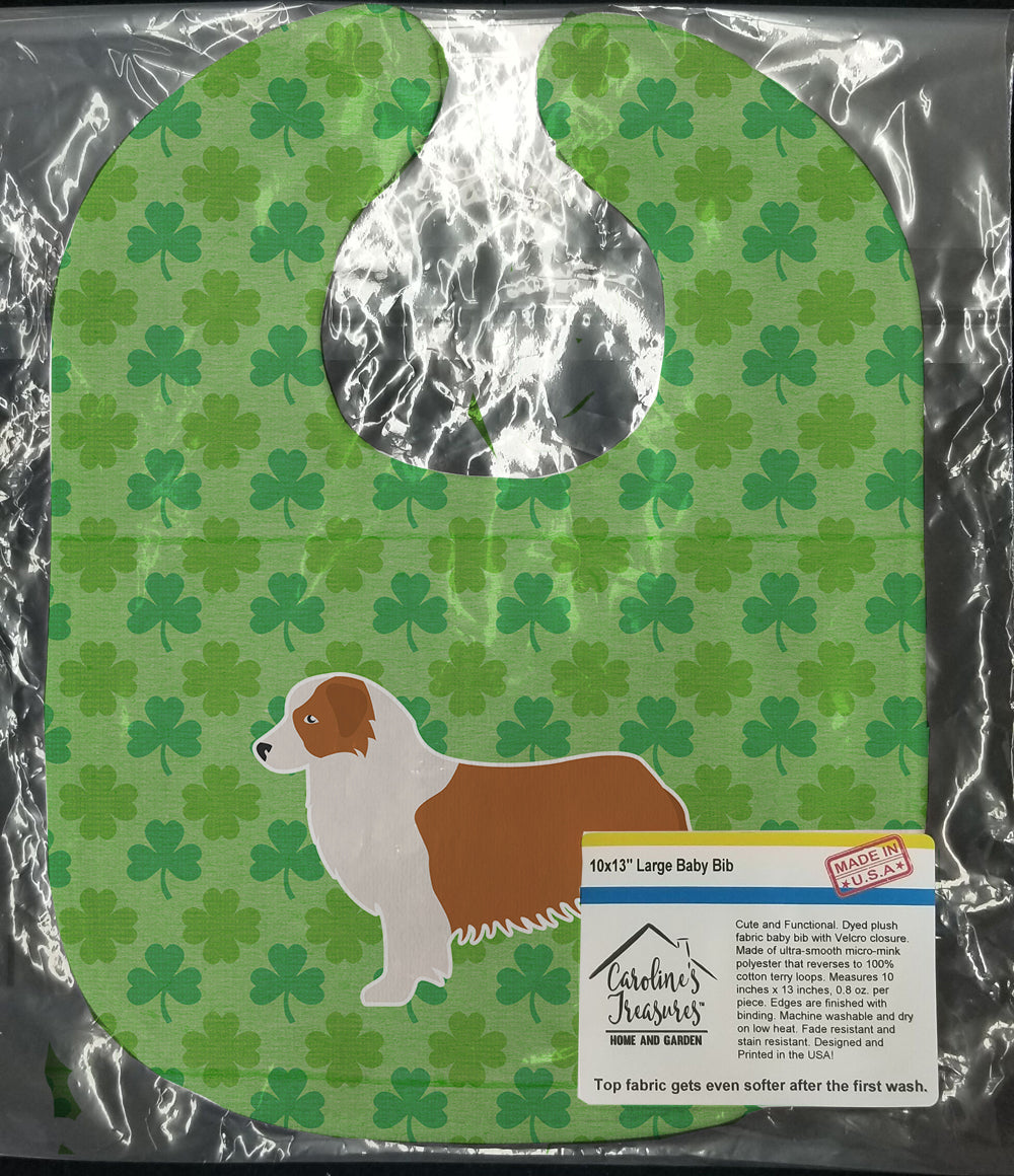 Australian Shepherd Dog Shamrocks  Baby Bib BB6438BIB - the-store.com