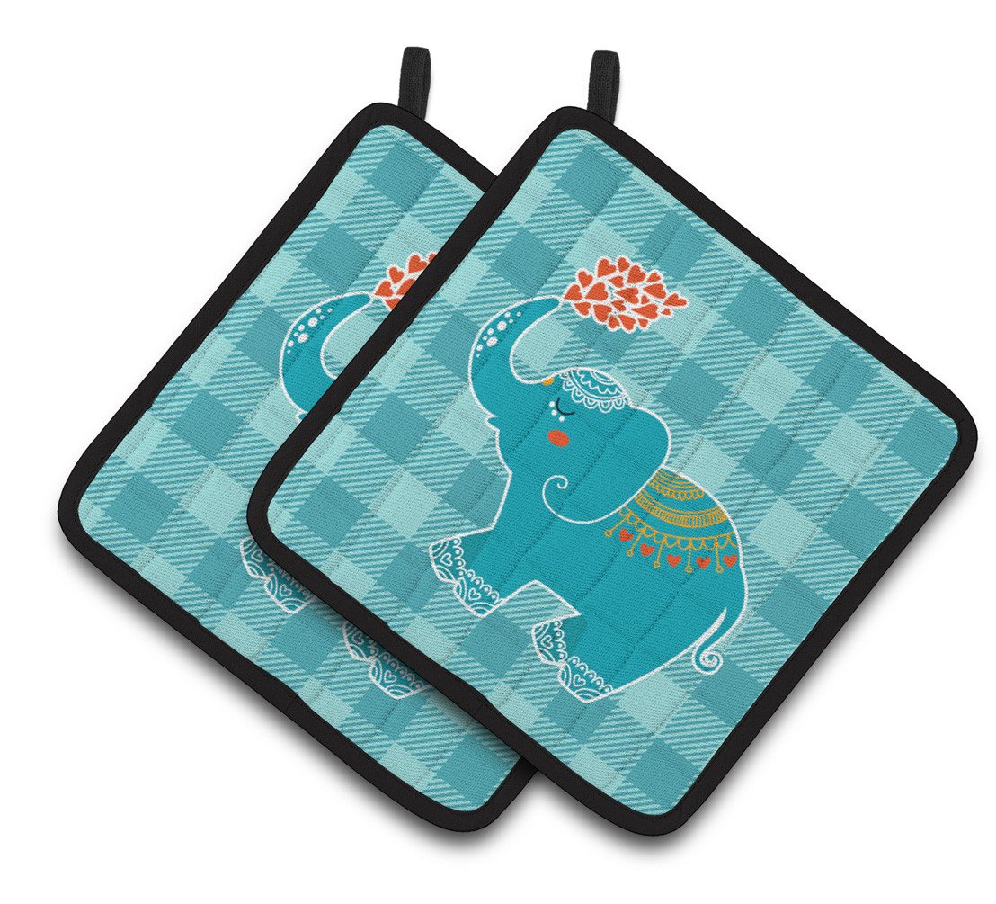 Elephant Love Pair of Pot Holders BB6744PTHD by Caroline&#39;s Treasures