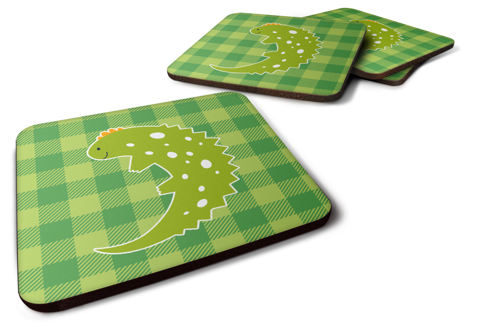 Lizard on Plaid Foam Coaster Set of 4 BB6748FC - the-store.com