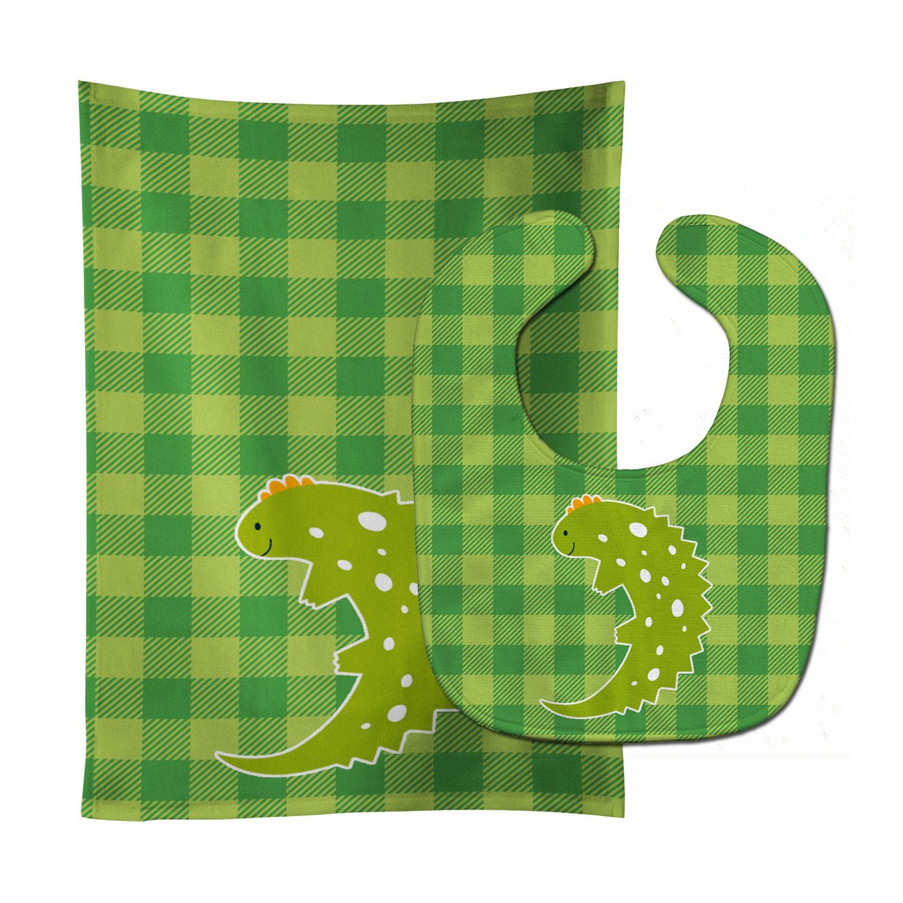 Lizard on Plaid Baby Bib & Burp Cloth BB6748STBU by Caroline's Treasures