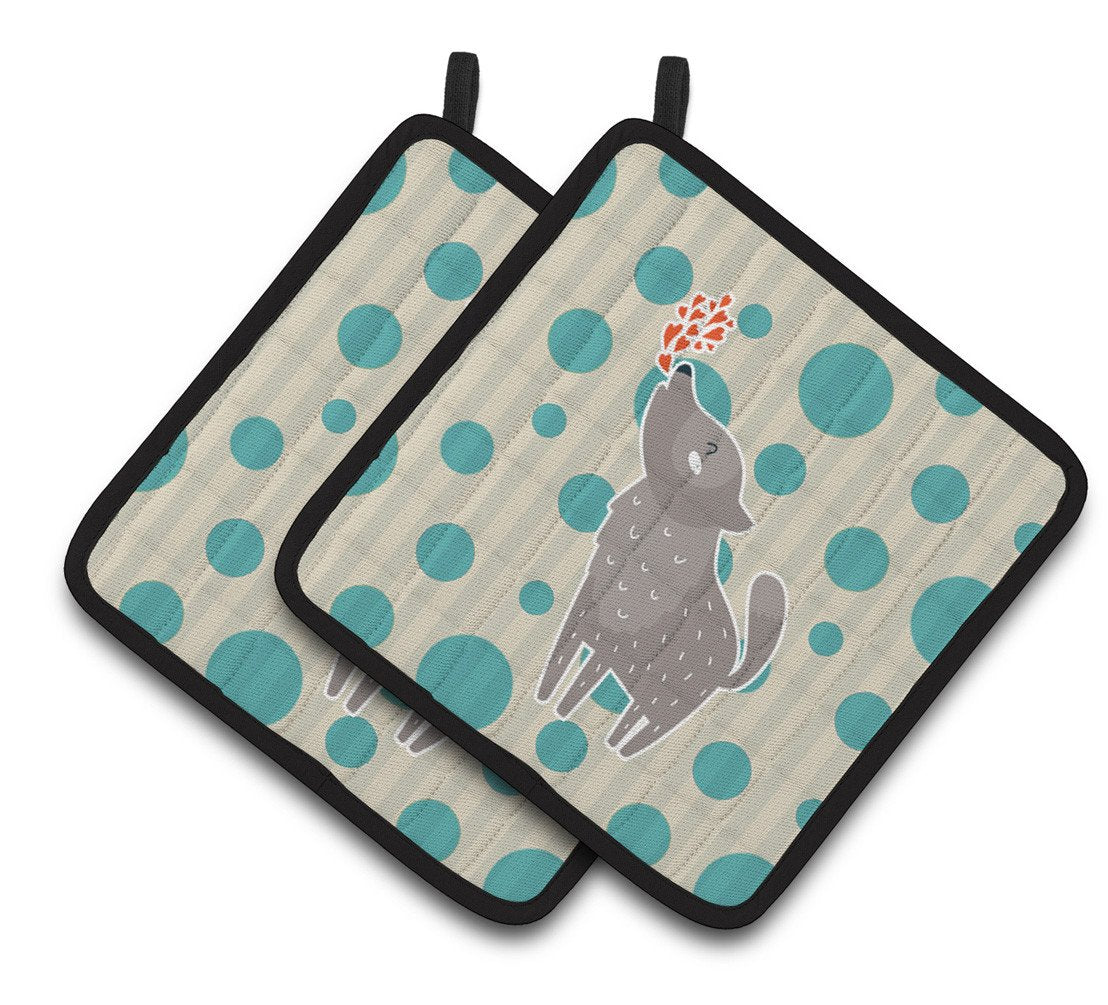 Wolf Love Pair of Pot Holders BB6752PTHD by Caroline's Treasures