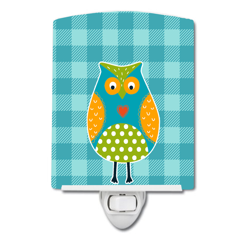 Owl on Blue Plaid Ceramic Night Light BB6755CNL - the-store.com