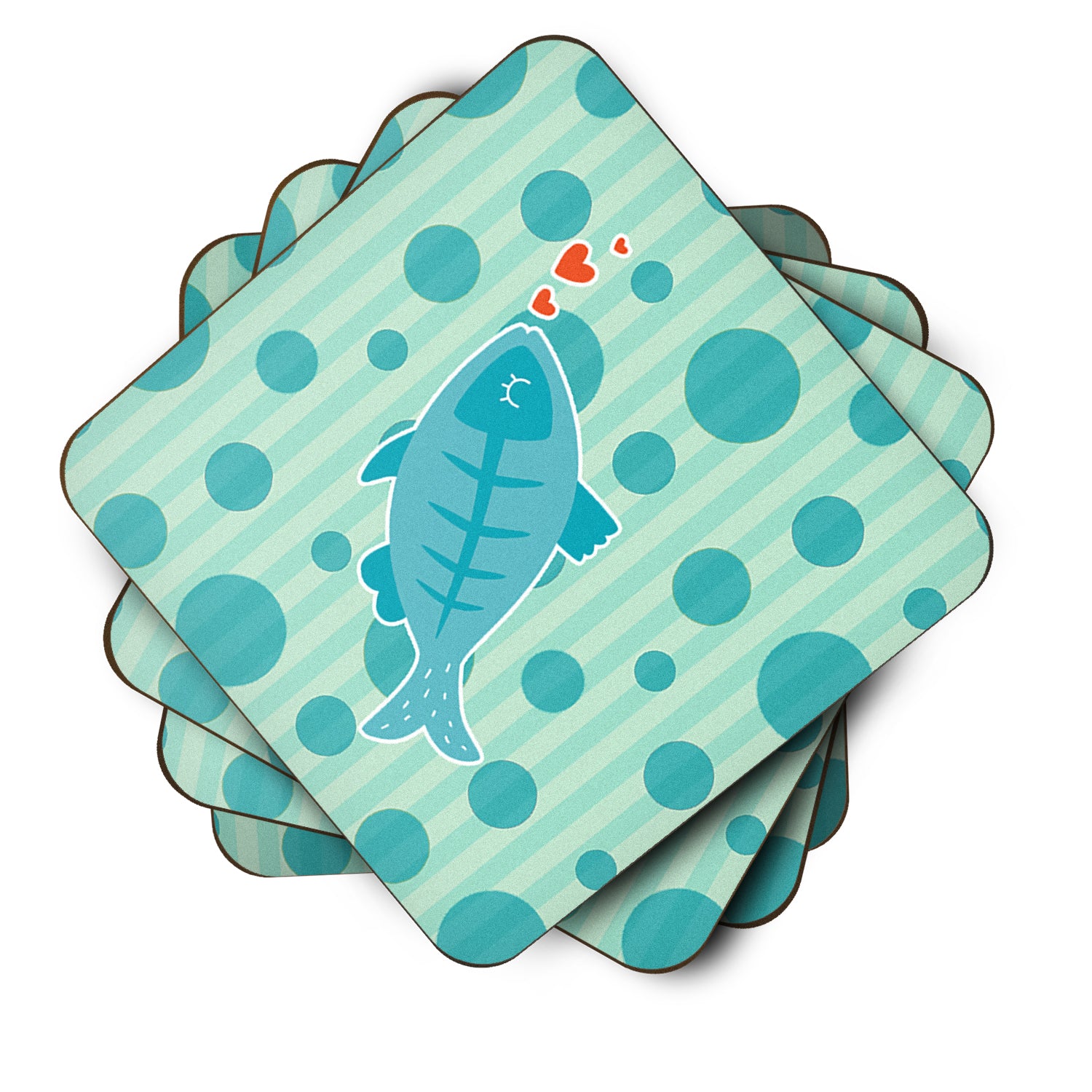 Polkadot Fish Foam Coaster Set of 4 BB6756FC - the-store.com