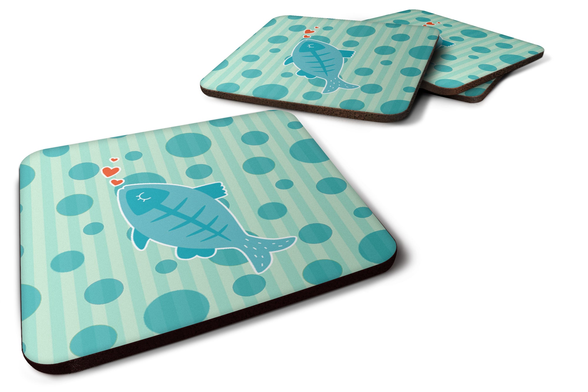 Polkadot Fish Foam Coaster Set of 4 BB6756FC - the-store.com