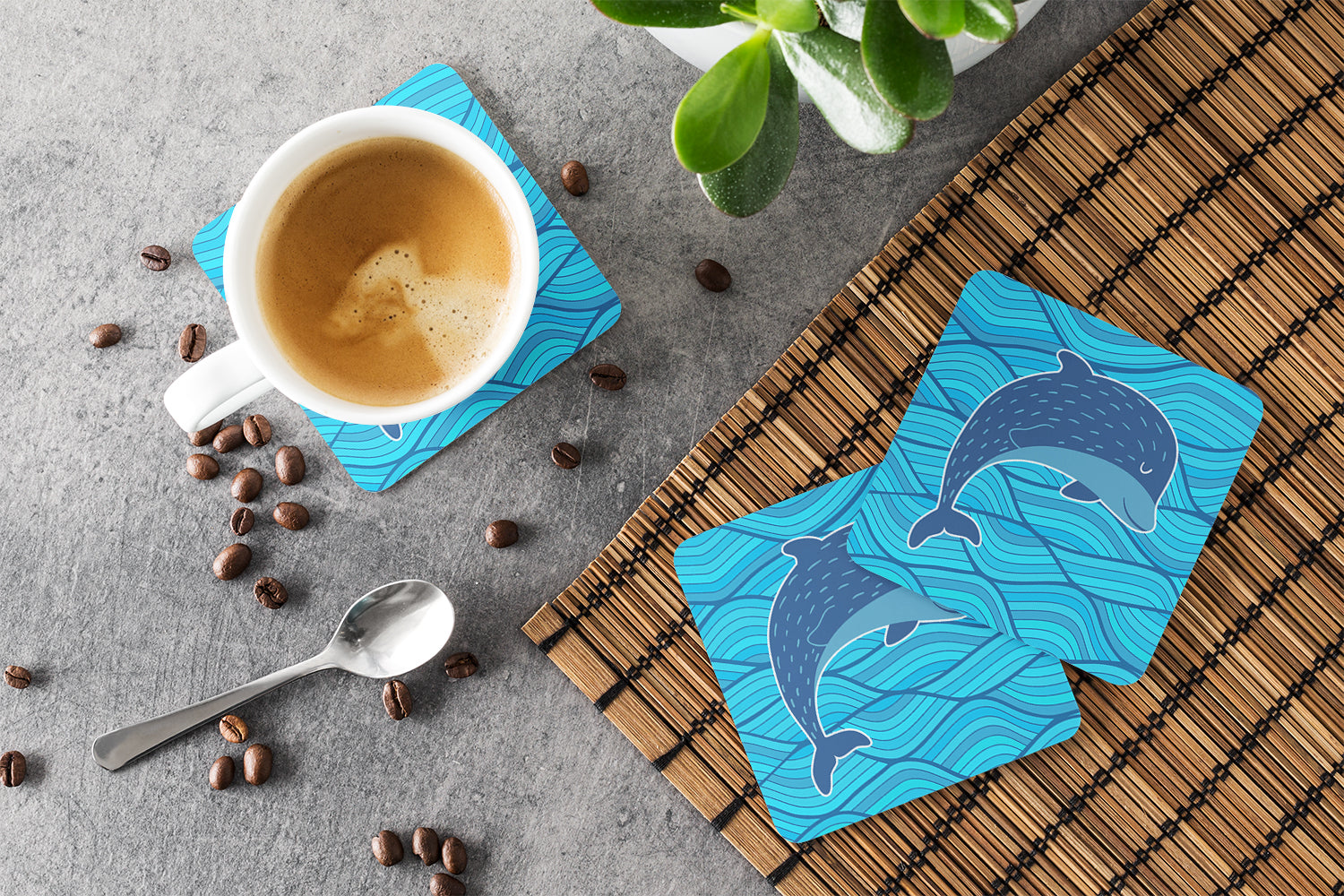 Dolphin Foam Coaster Set of 4 BB6781FC - the-store.com