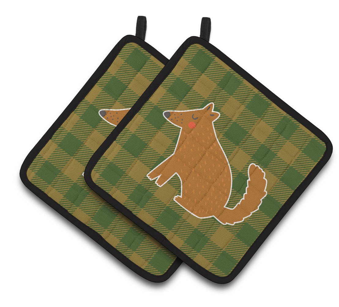 Brown Wolf Pair of Pot Holders BB6788PTHD by Caroline's Treasures