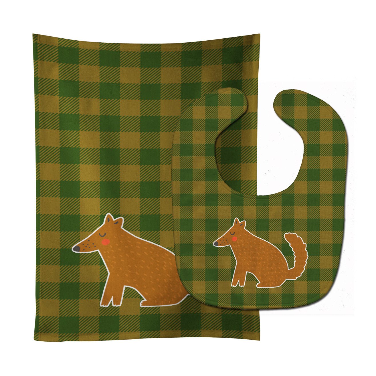 Brown Wolf Baby Bib & Burp Cloth BB6788STBU by Caroline's Treasures