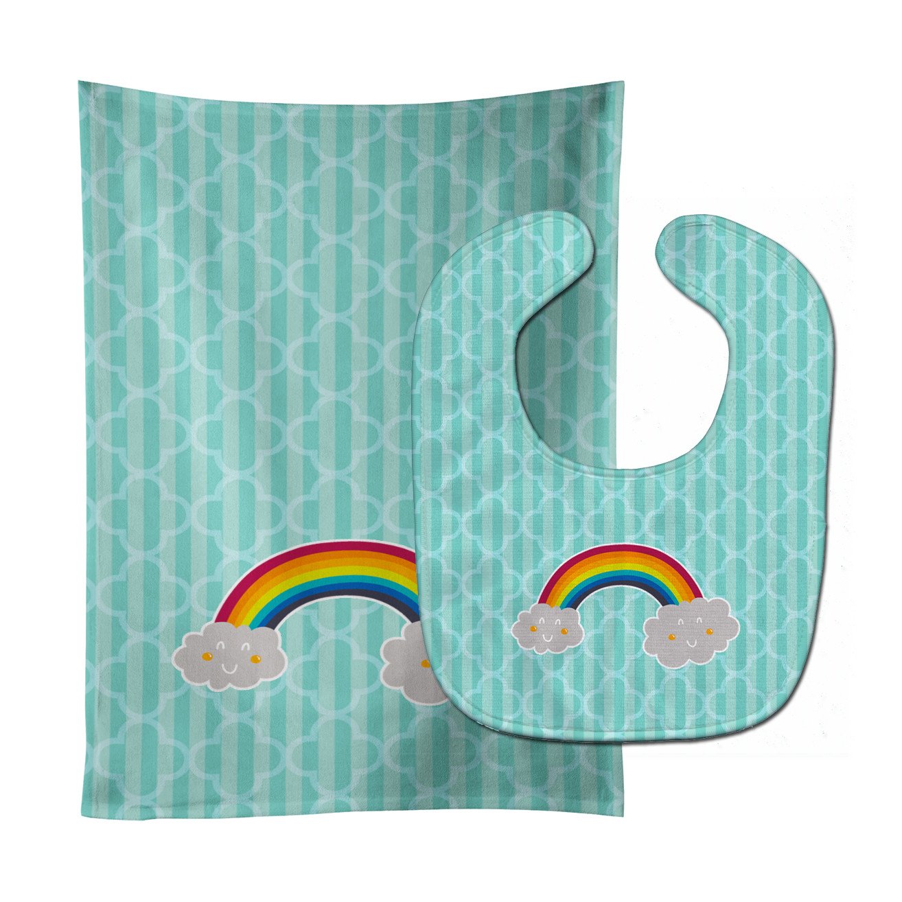 Rainbow in Clouds Baby Bib & Burp Cloth BB6789STBU by Caroline's Treasures