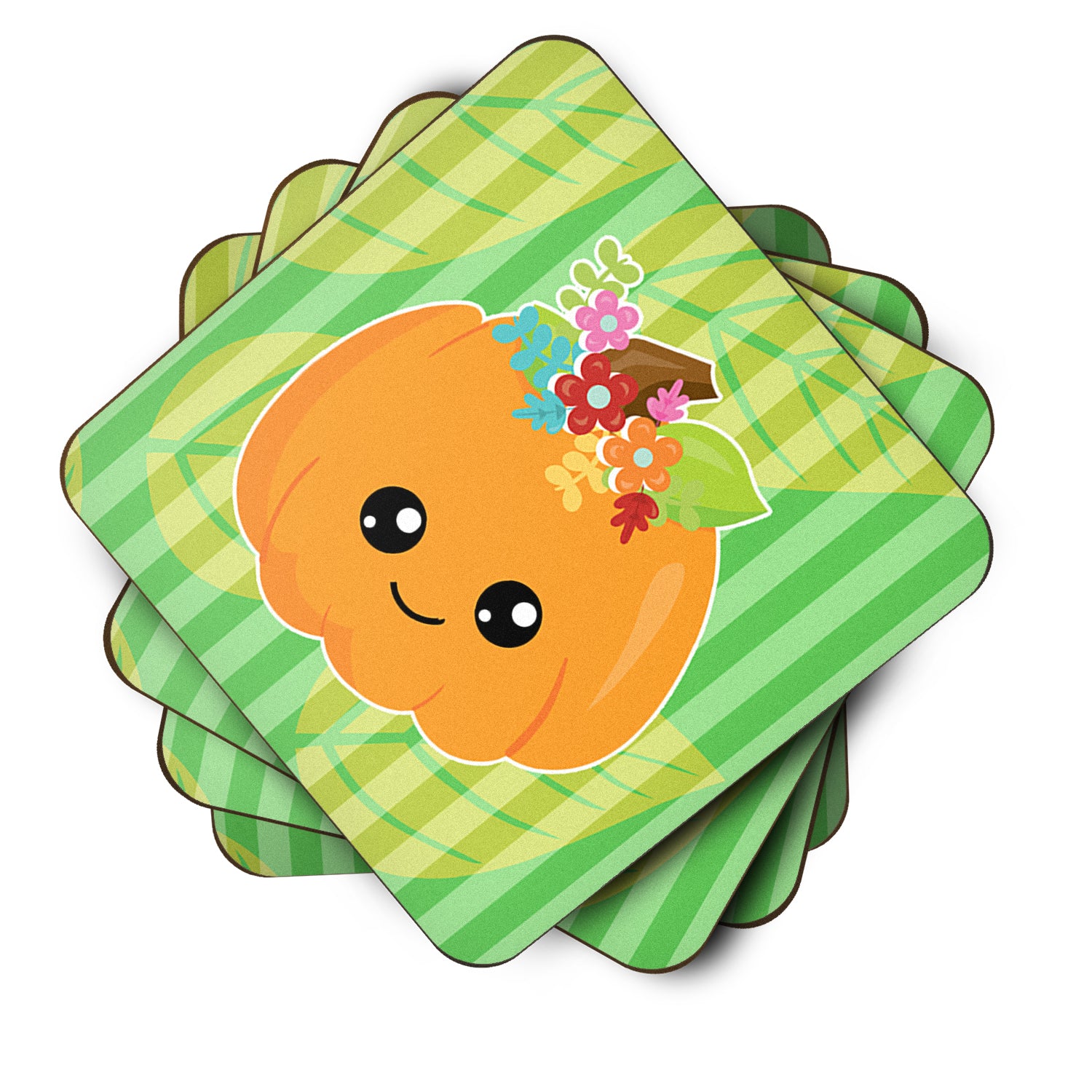 Pumpkin Fall Foam Coaster Set of 4 BB6796FC - the-store.com