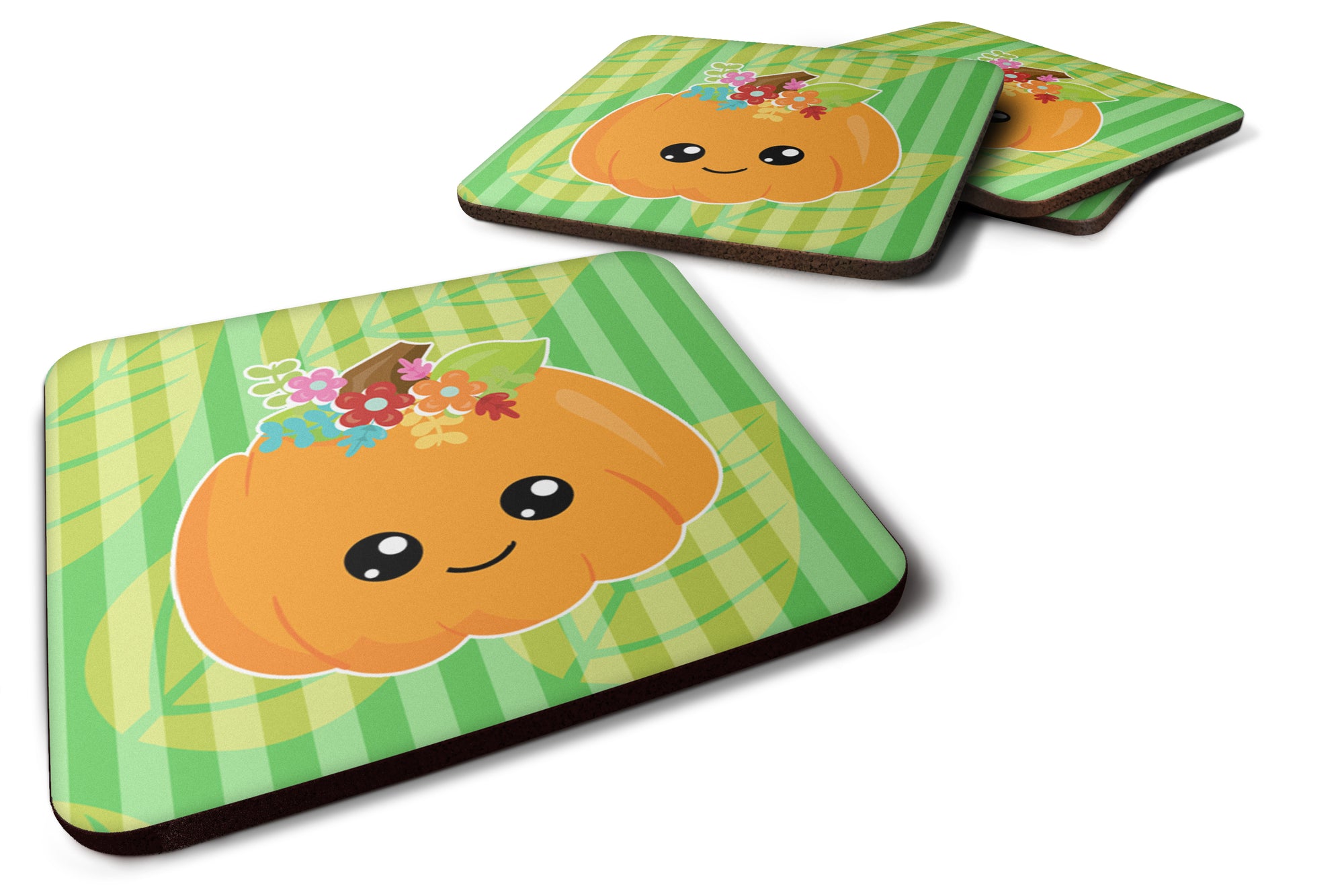 Pumpkin Fall Foam Coaster Set of 4 BB6796FC - the-store.com