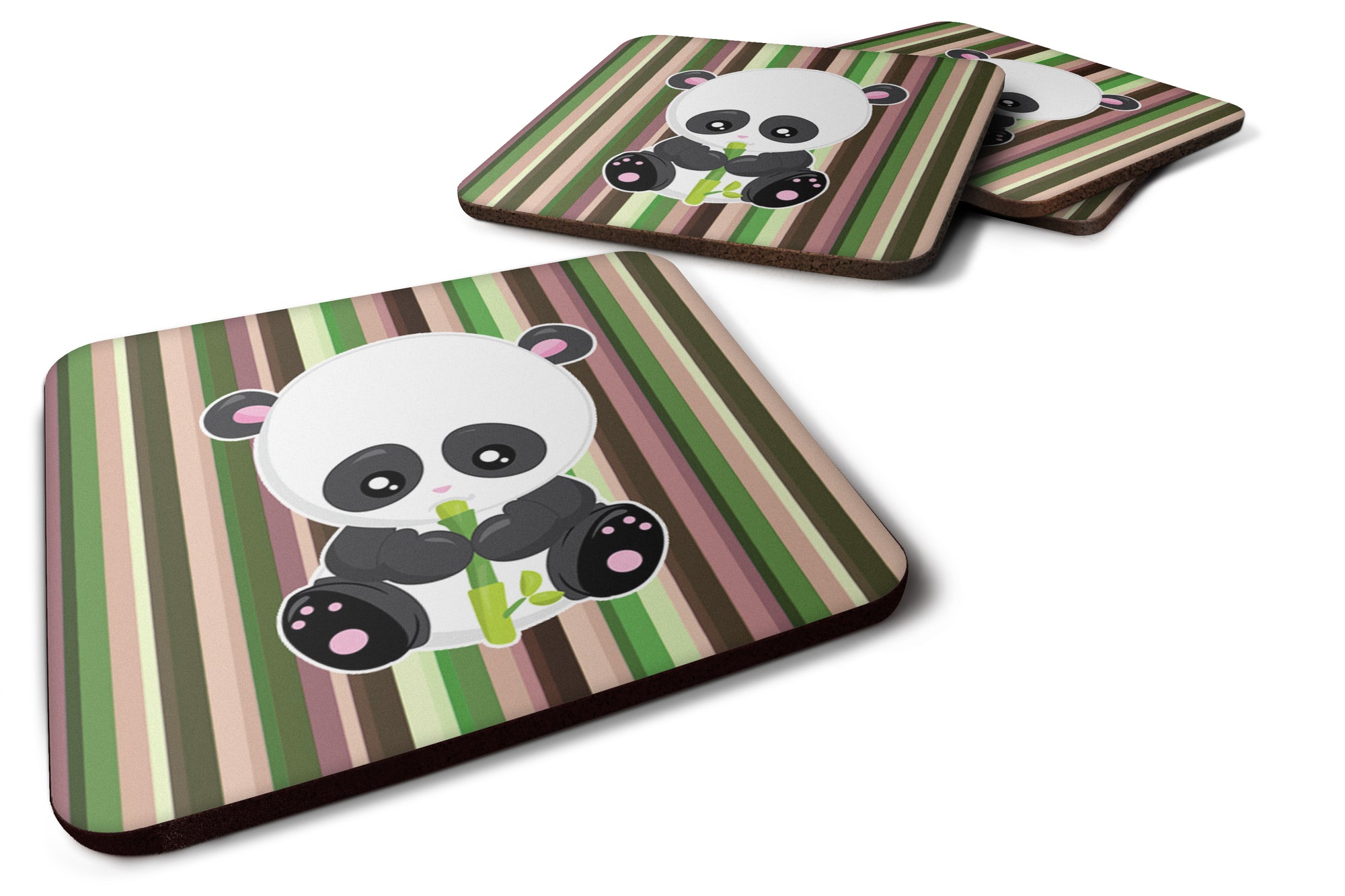 Bamboo Flute Panda Foam Coaster Set of 4 BB6803FC - the-store.com