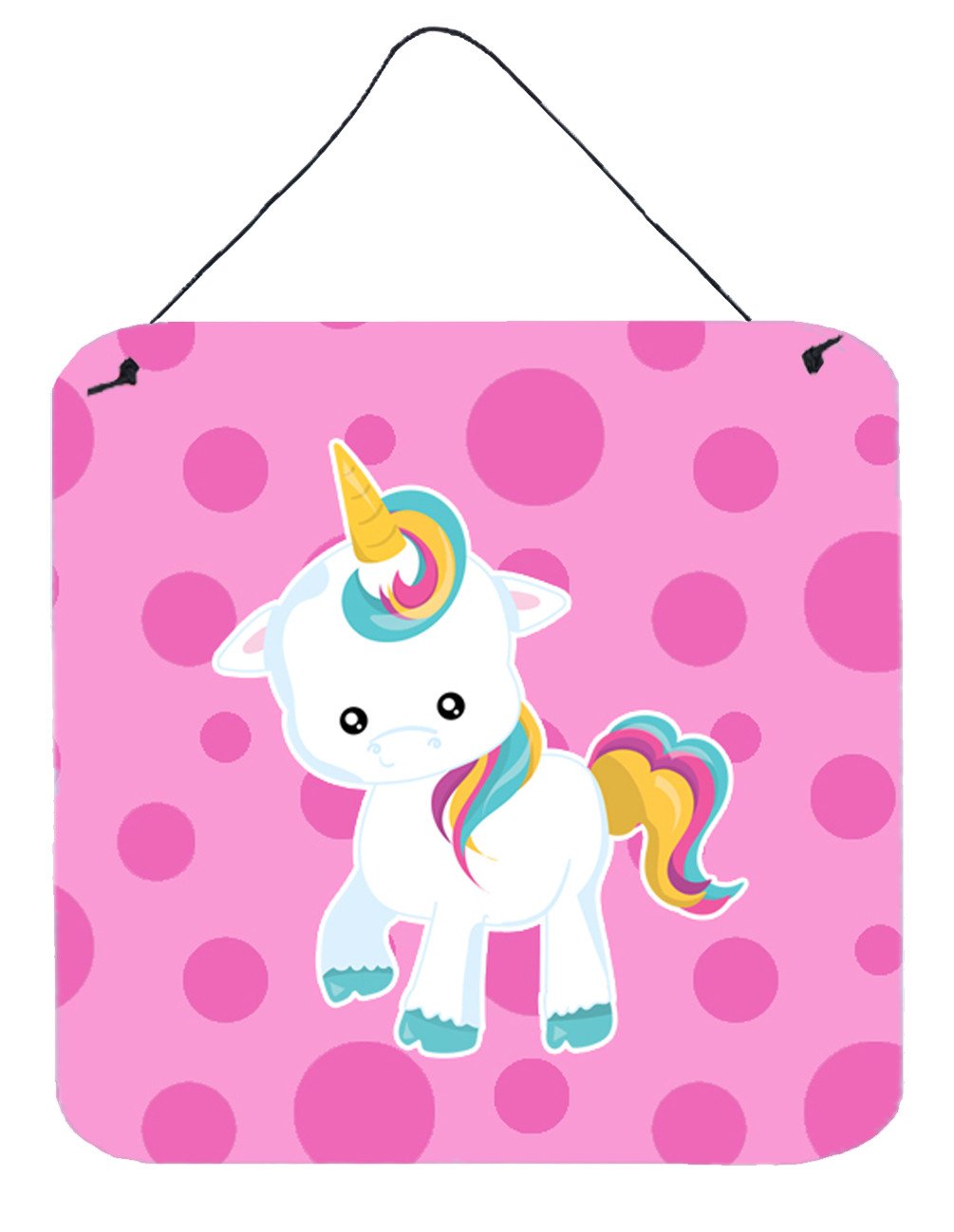 Pink Polkadot Unicorn Wall or Door Hanging Prints BB6805DS66 by Caroline's Treasures