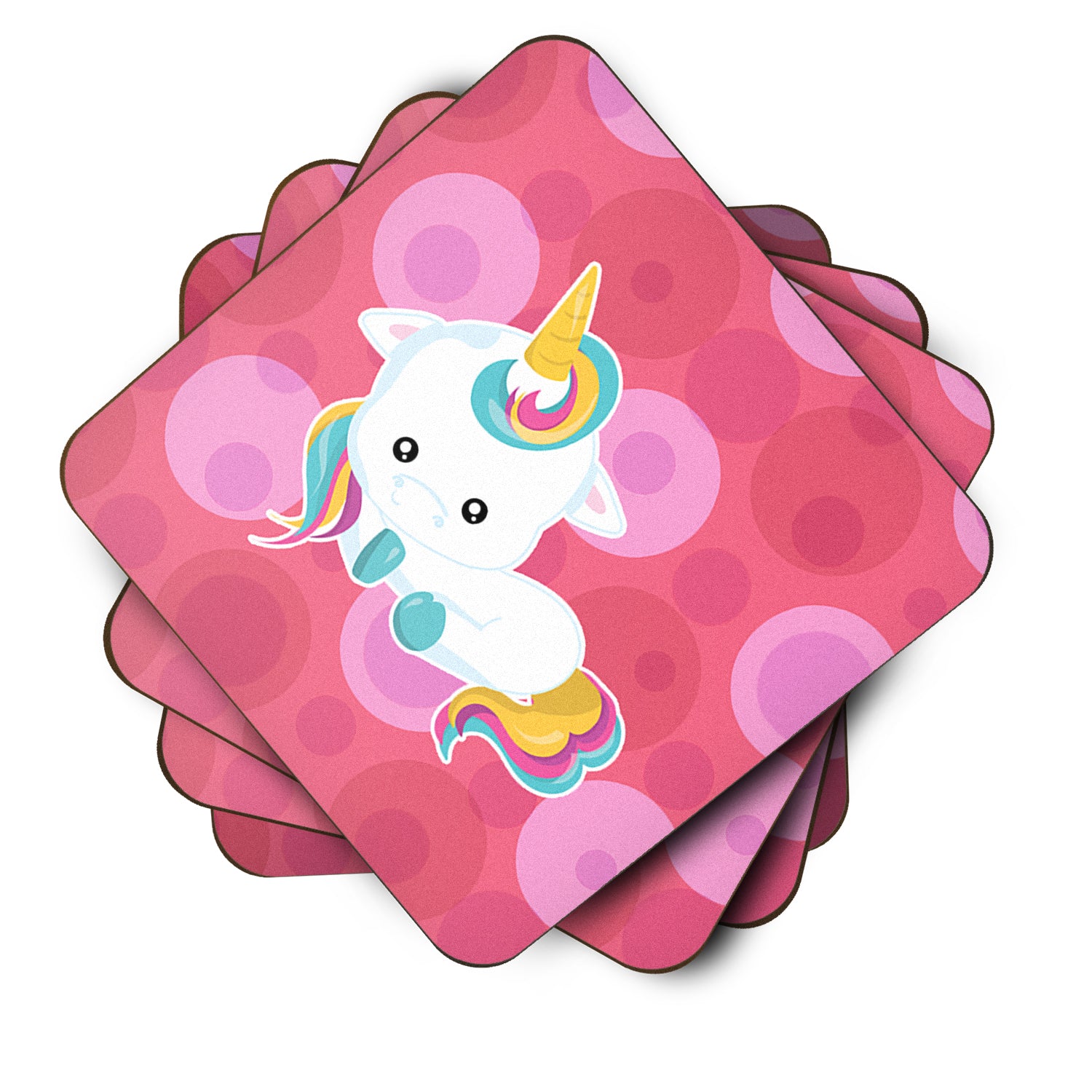 Polkadots Unicorn Foam Coaster Set of 4 BB6810FC - the-store.com