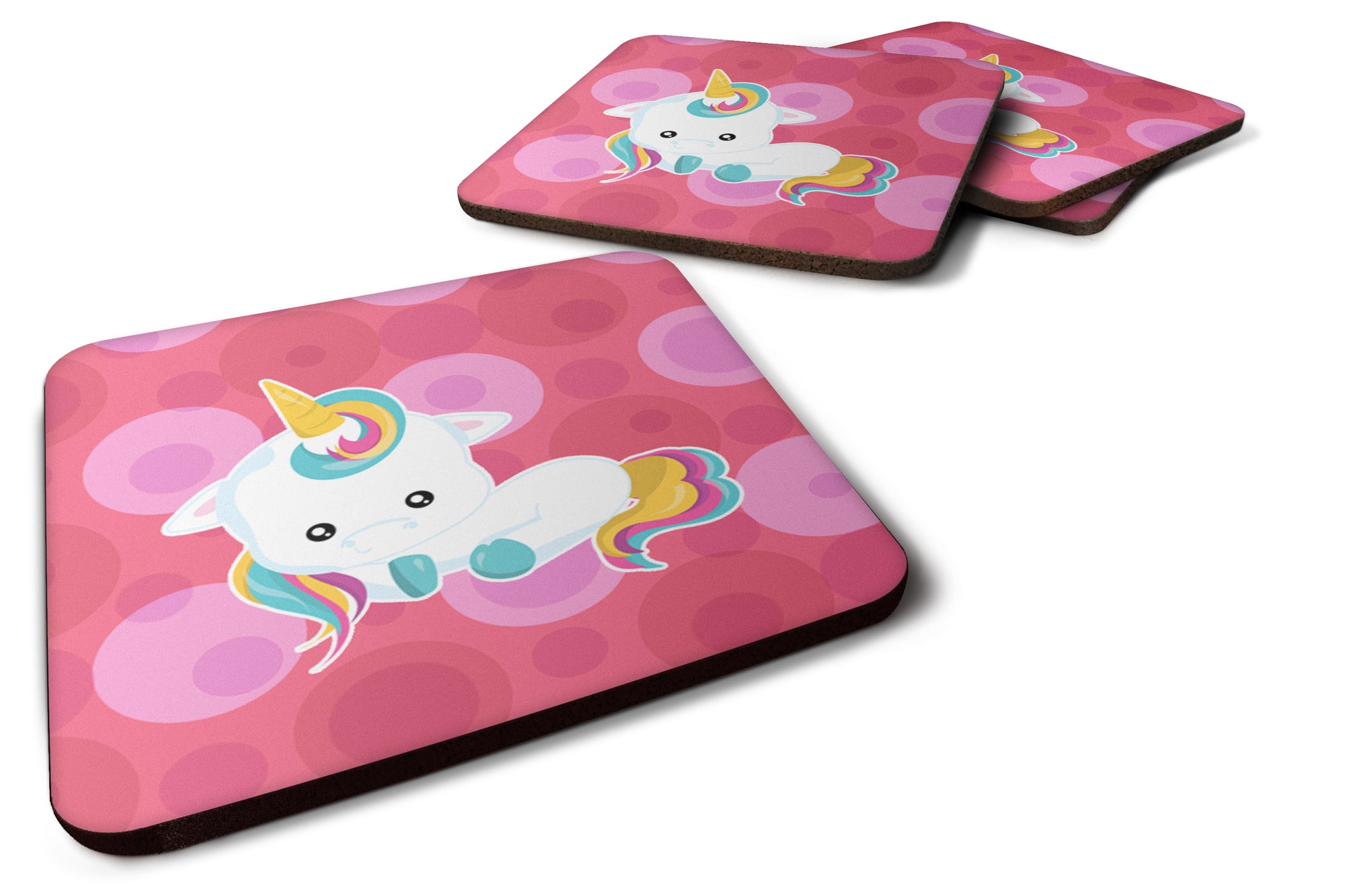 Polkadots Unicorn Foam Coaster Set of 4 BB6810FC - the-store.com