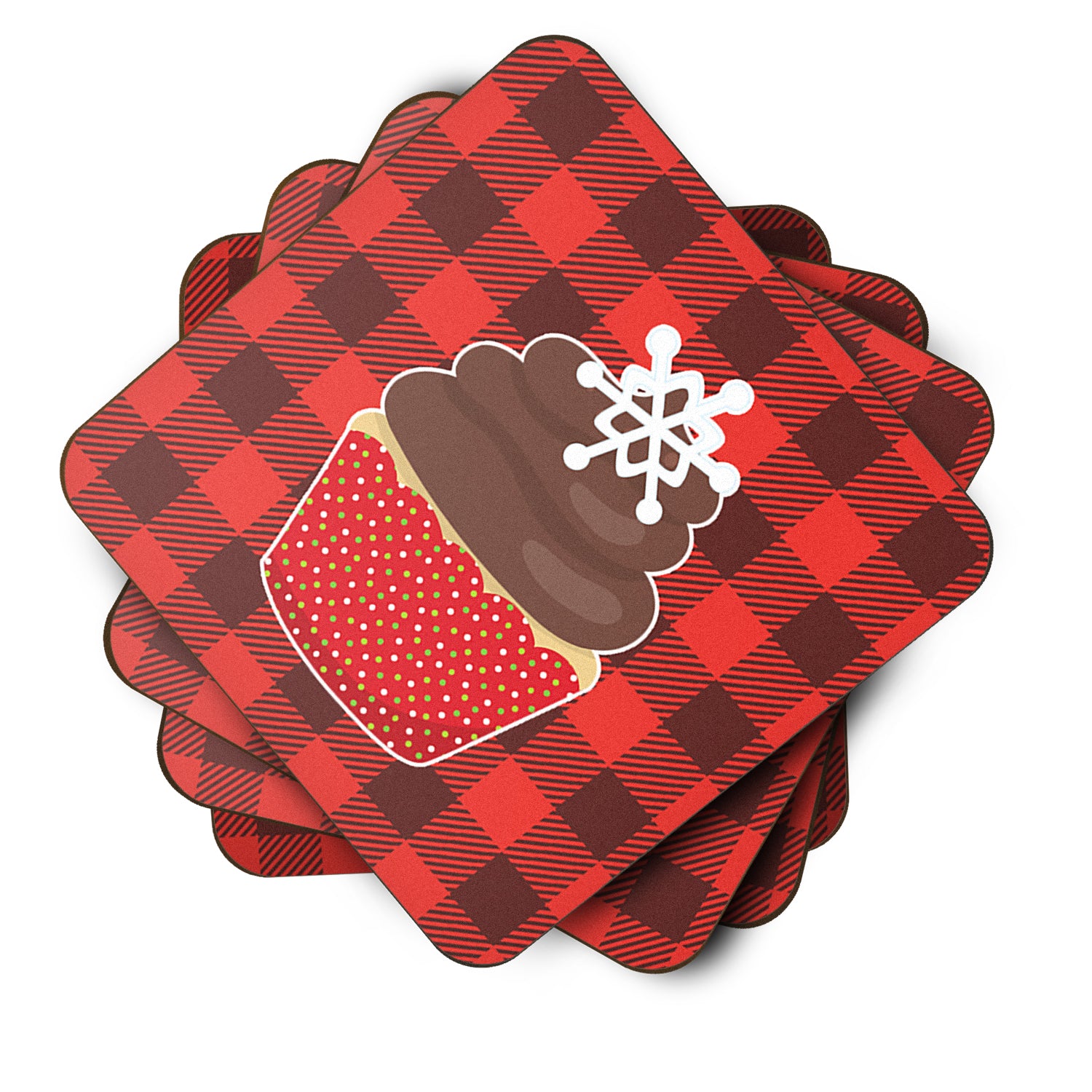 Christmas Cupcake Foam Coaster Set of 4 BB6817FC - the-store.com