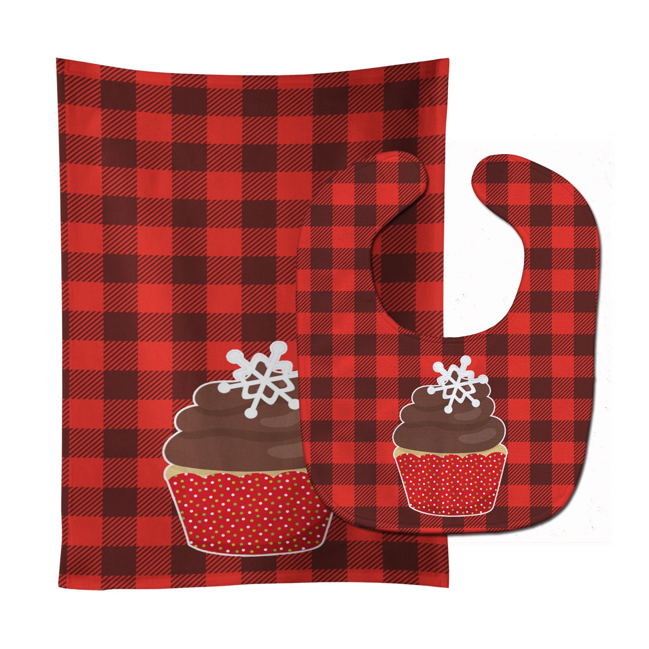 Christmas Cupcake Baby Bib & Burp Cloth BB6817STBU by Caroline's Treasures