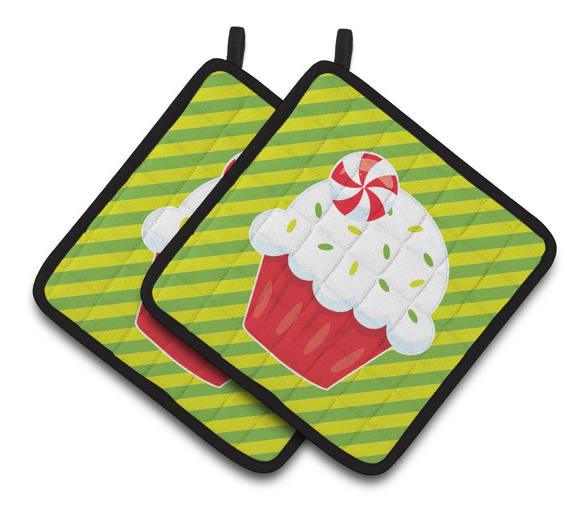 Christmas Pepermint Cupcake Pair of Pot Holders BB6819PTHD by Caroline&#39;s Treasures