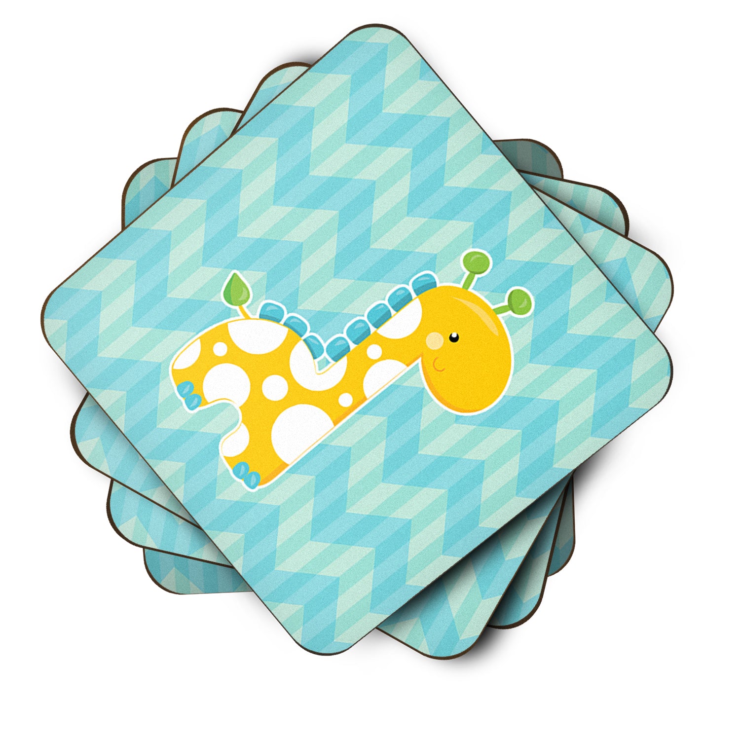 Boy Giraffe Foam Coaster Set of 4 BB6821FC - the-store.com