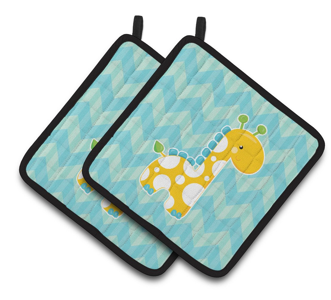 Boy Giraffe Pair of Pot Holders BB6821PTHD by Caroline&#39;s Treasures