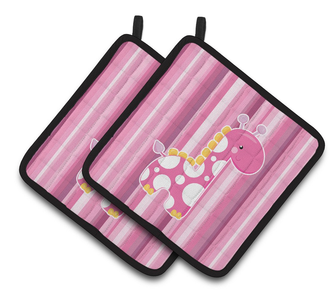 Girl Giraffe Pair of Pot Holders BB6827PTHD by Caroline's Treasures