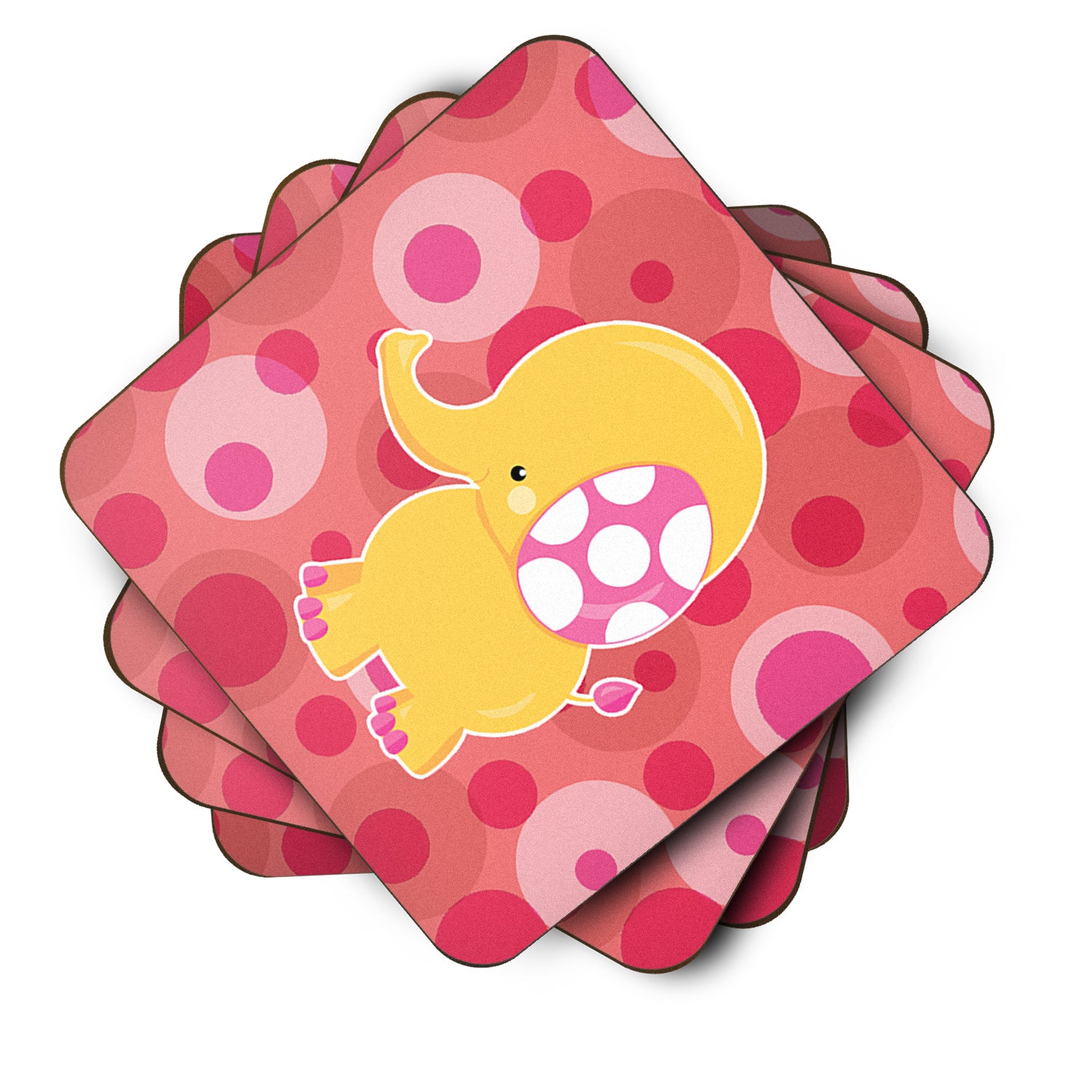 Girl Elephant Foam Coaster Set of 4 BB6828FC - the-store.com