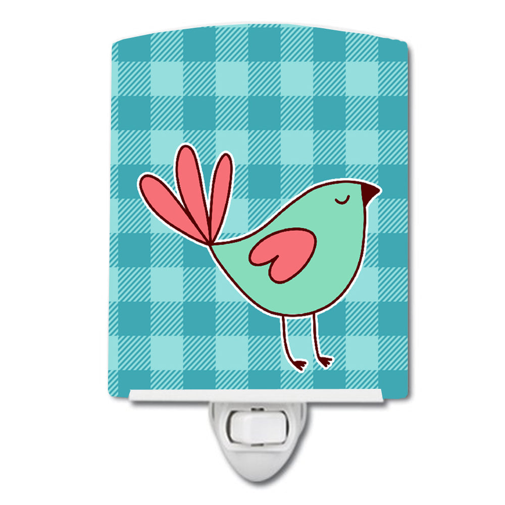 Bird on Blue Plaid Ceramic Night Light BB6831CNL - the-store.com