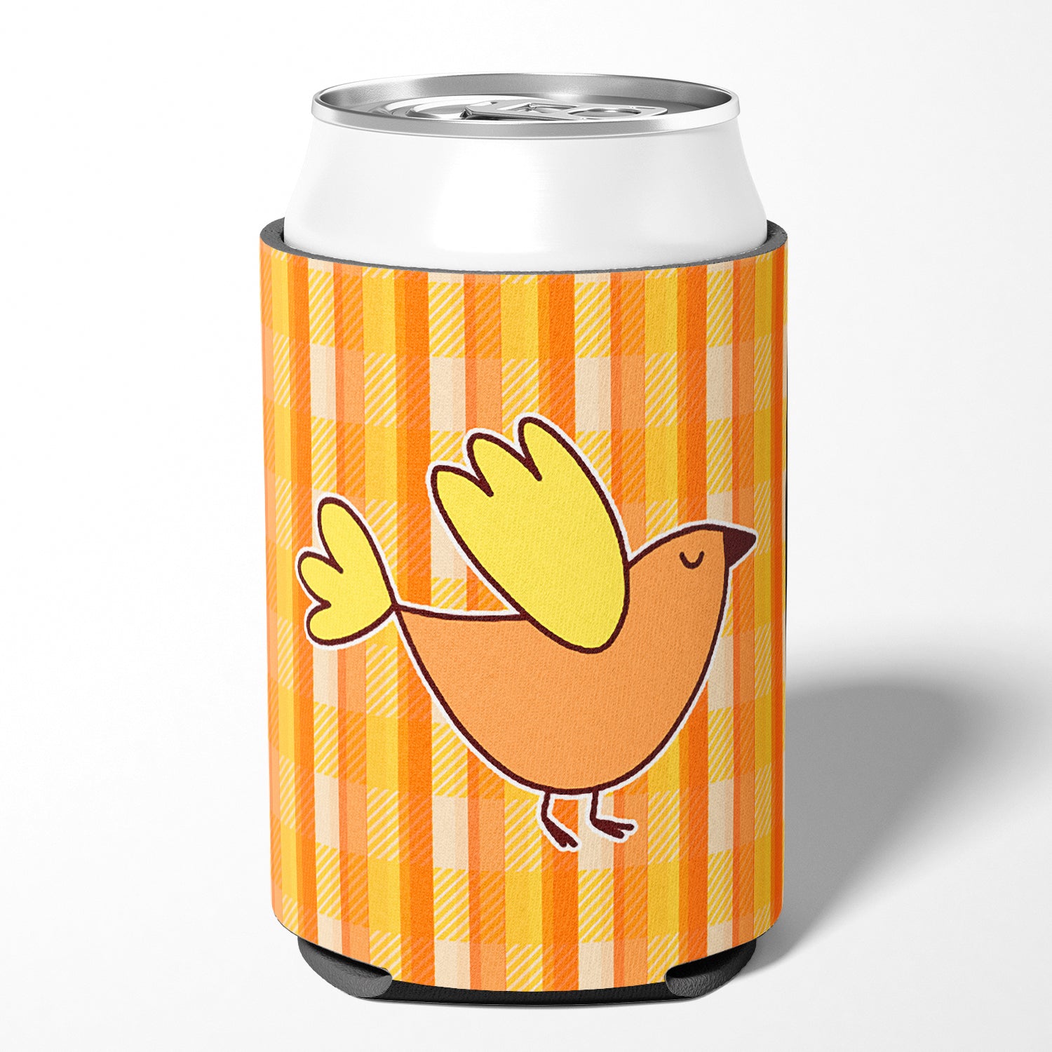 Bird on Orange Plaid Can or Bottle Hugger BB6832CC  the-store.com.