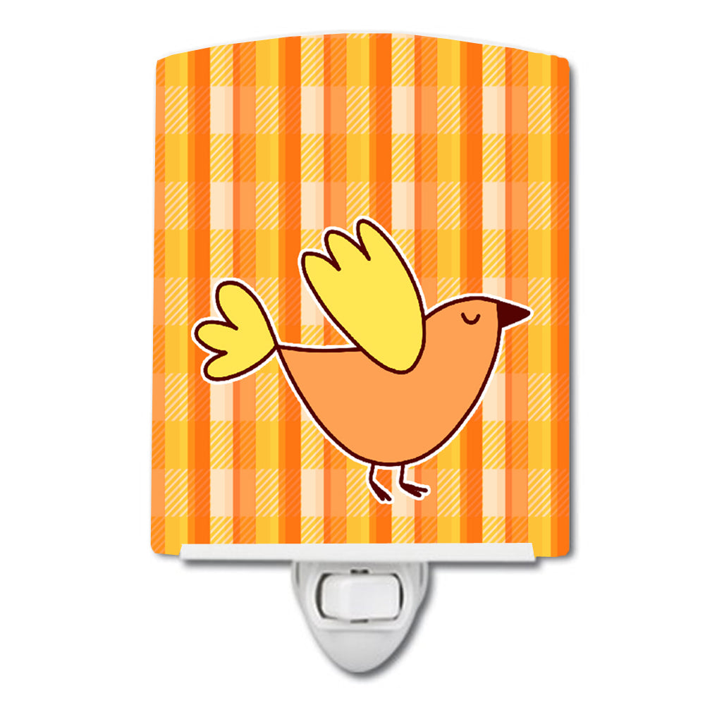 Bird on Orange Plaid Ceramic Night Light BB6832CNL - the-store.com