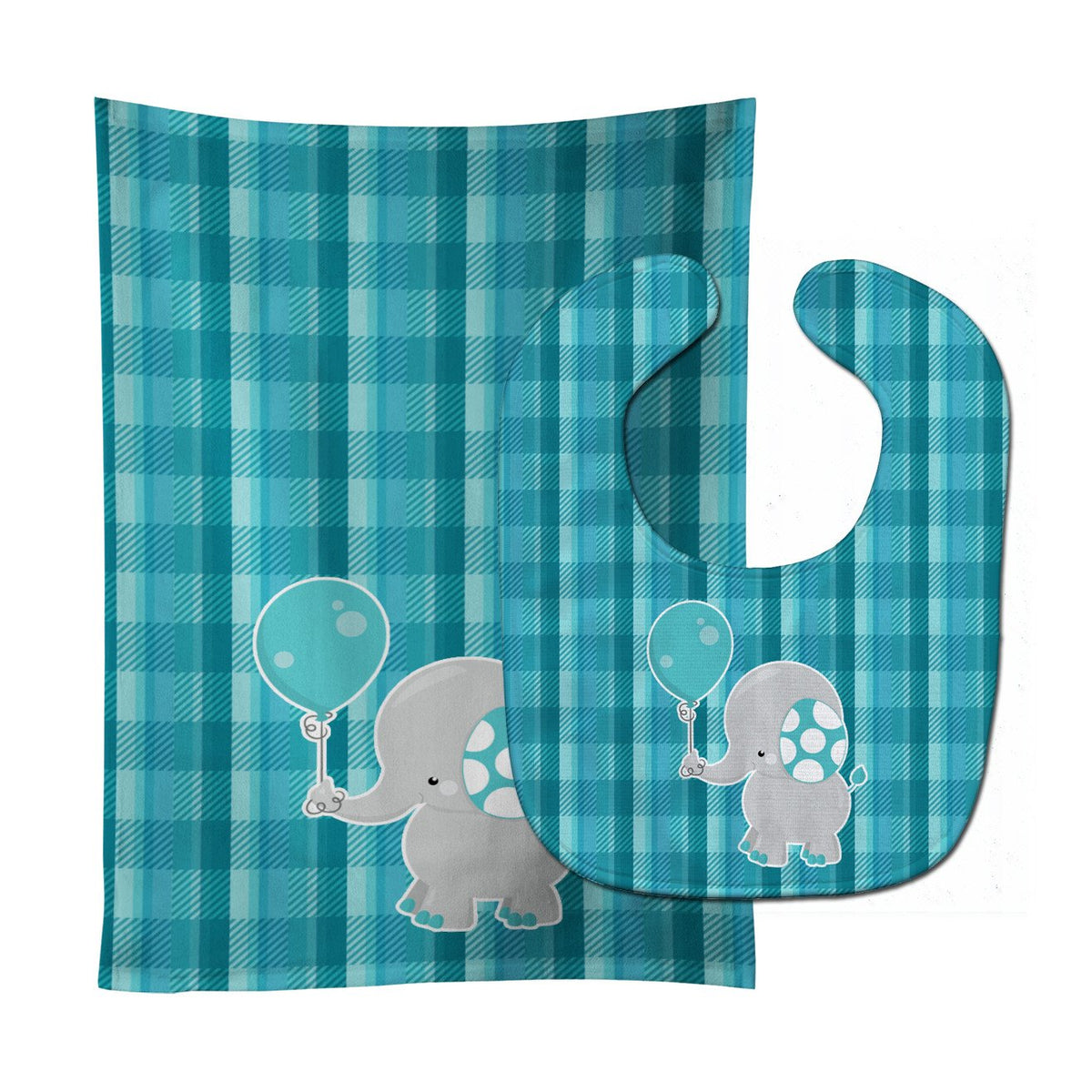 Elephant with Balloon Baby Bib &amp; Burp Cloth BB6835STBU by Caroline&#39;s Treasures