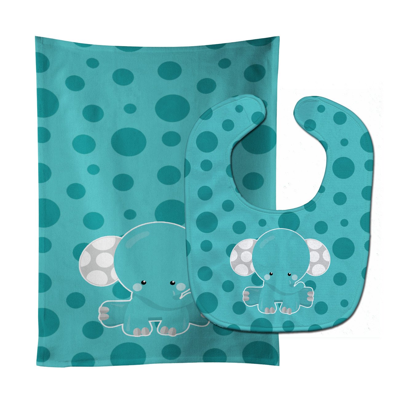 Polkadot Elephant Baby Bib & Burp Cloth BB6836STBU by Caroline's Treasures