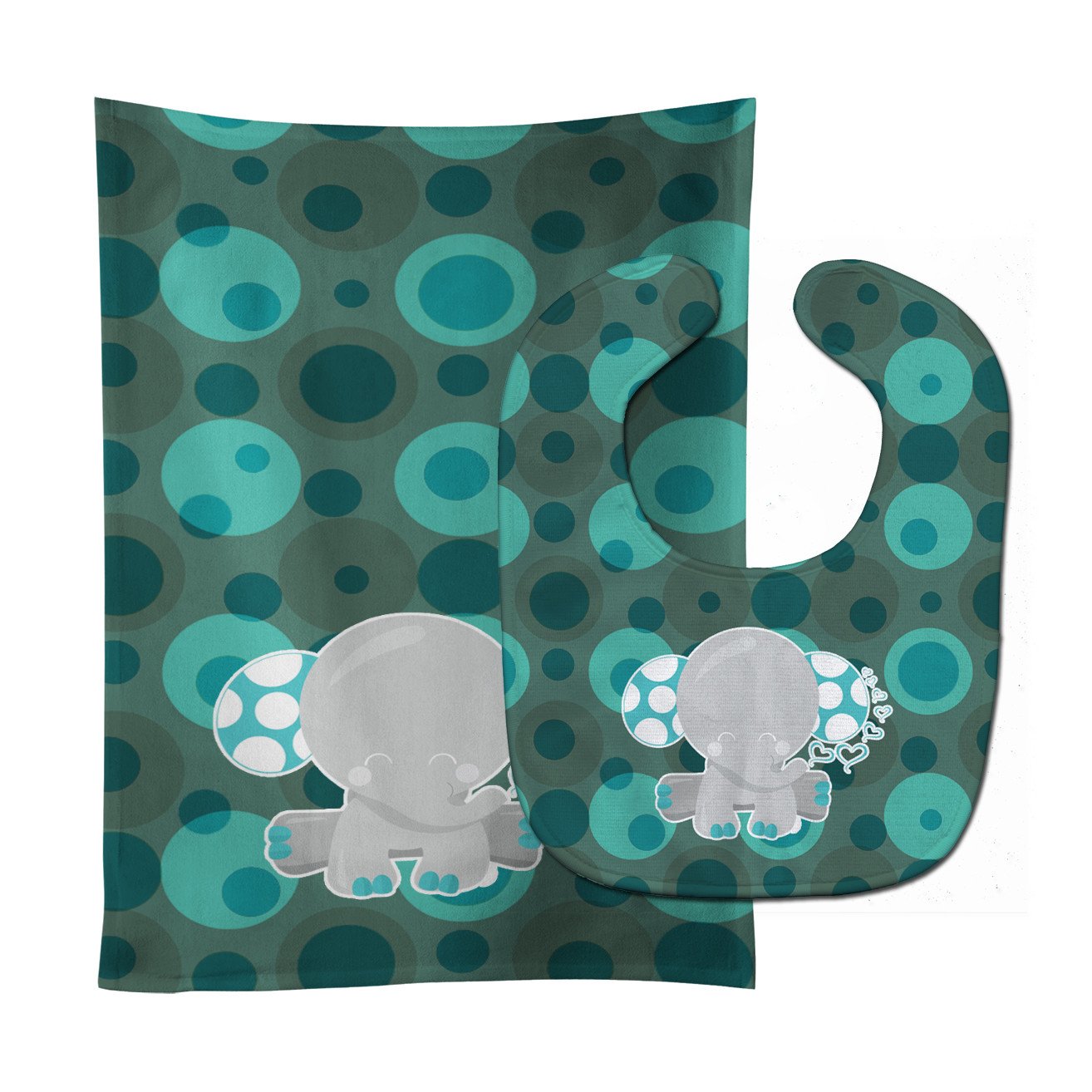 Polkadot Naptime Elephant Baby Bib & Burp Cloth BB6838STBU by Caroline's Treasures