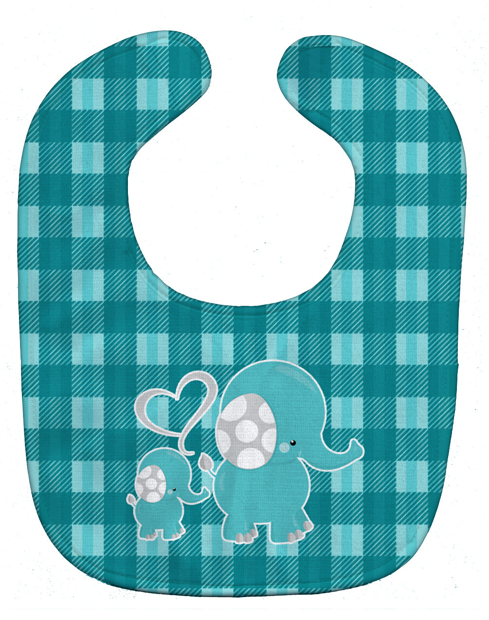 Plaid Momma and Baby Elephant Baby Bib BB6839BIB - the-store.com