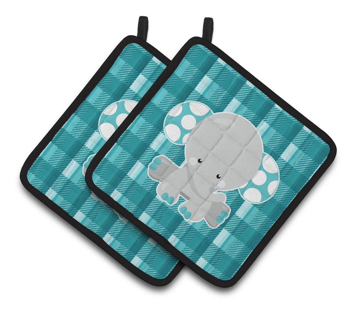 Plaid Elephant Pair of Pot Holders BB6840PTHD by Caroline&#39;s Treasures