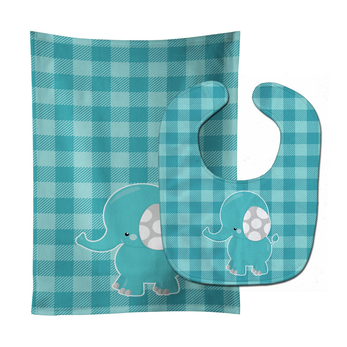 Striped Elephant Baby Bib &amp; Burp Cloth BB6841STBU by Caroline&#39;s Treasures