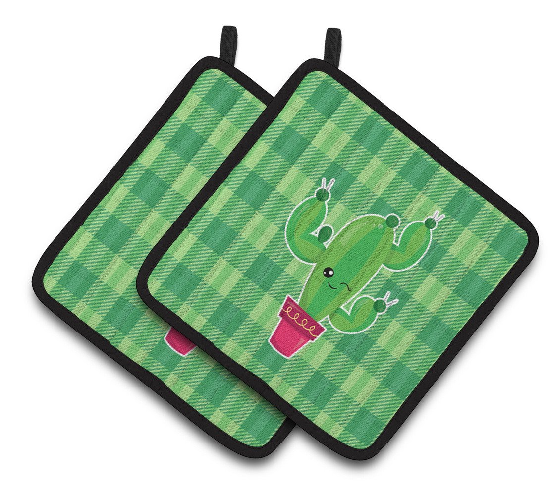 Cactus Plaid Pair of Pot Holders BB6848PTHD by Caroline&#39;s Treasures