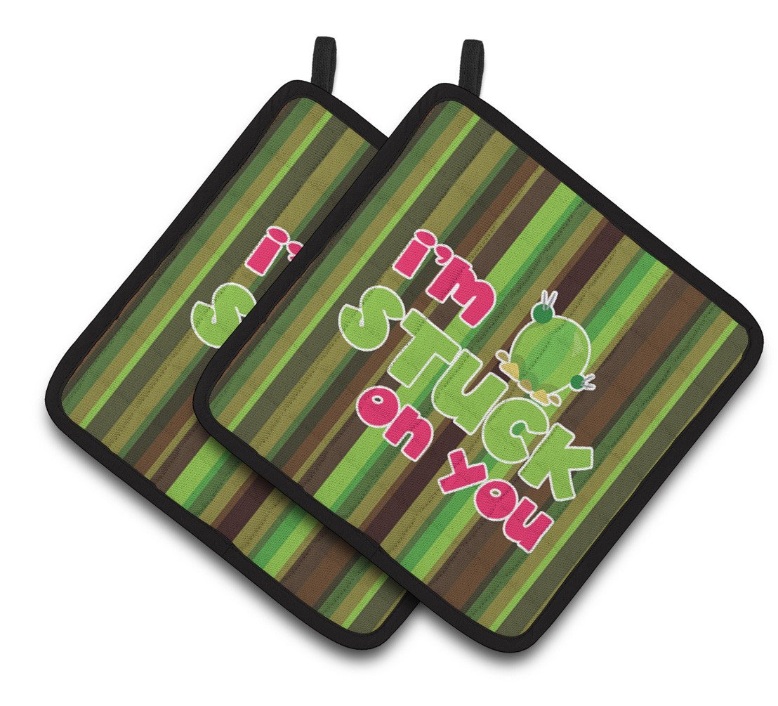 Cactus I&#39;m Stuck on You Pair of Pot Holders BB6851PTHD by Caroline&#39;s Treasures