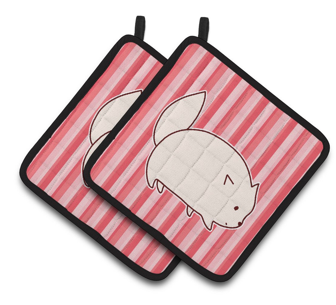 Cat Pink Stripes Pair of Pot Holders BB6855PTHD by Caroline's Treasures