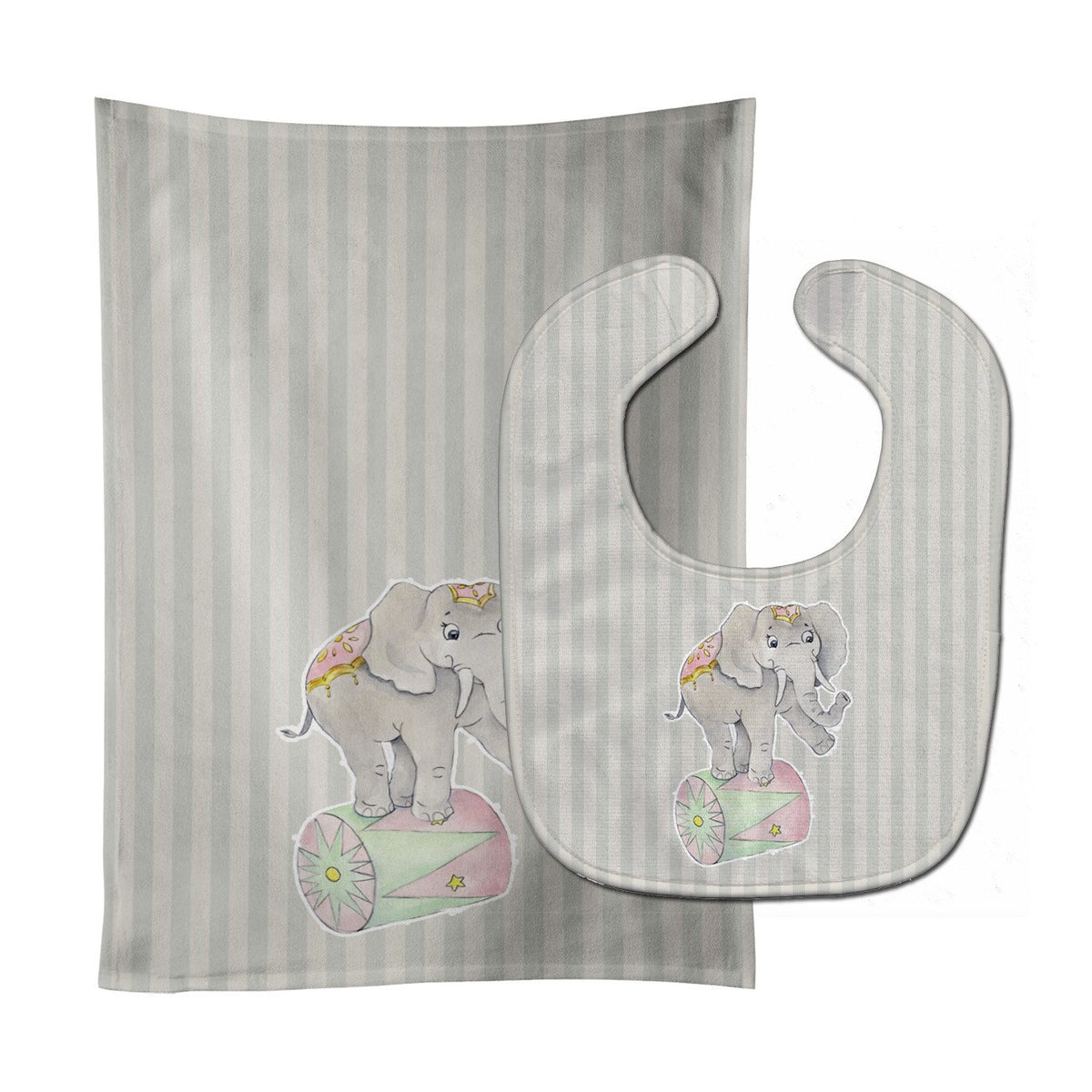 Circus Elephant Baby Bib &amp; Burp Cloth BB6859STBU by Caroline&#39;s Treasures