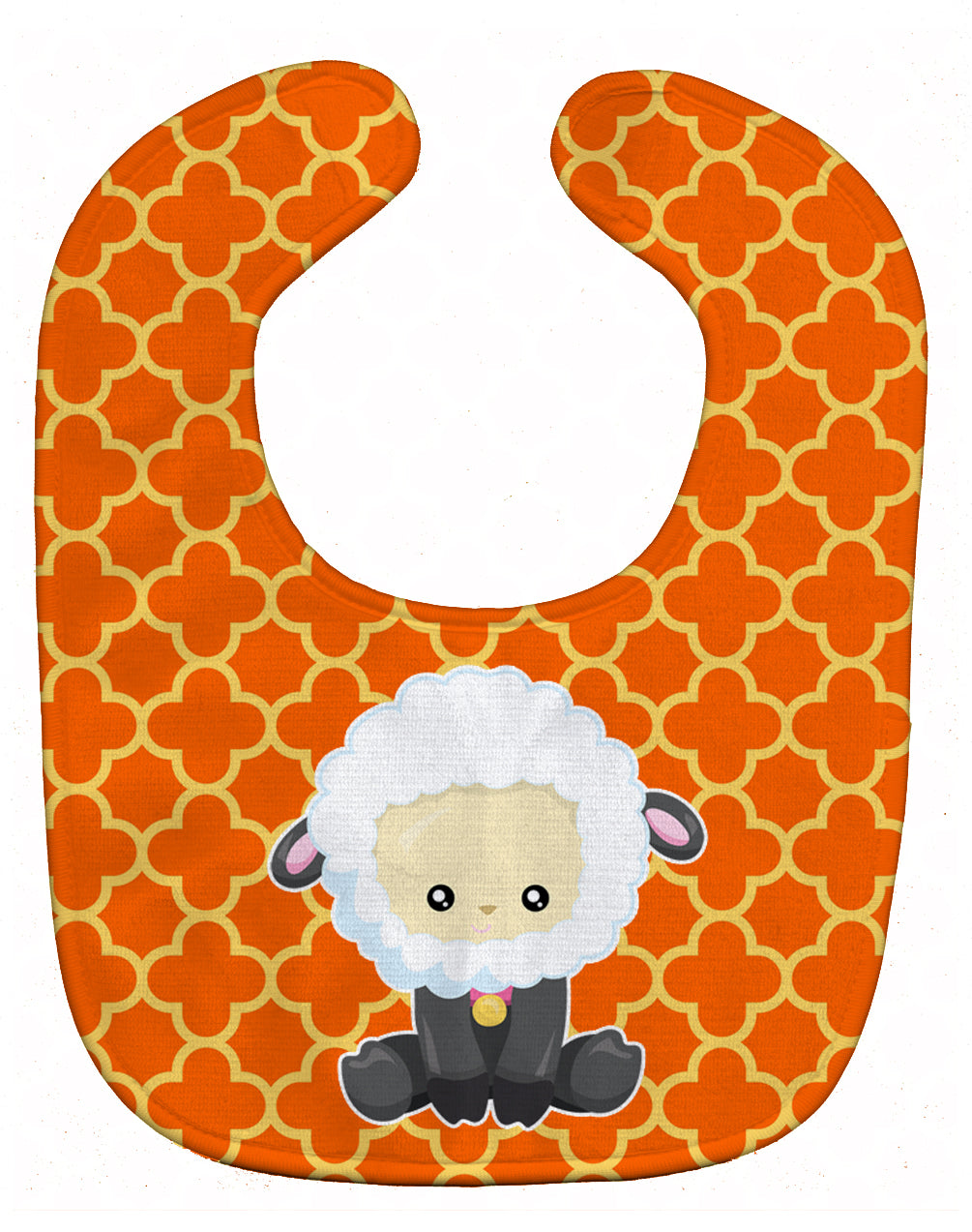 Sheep on Orange Quatrafoil Baby Bib BB6872BIB - the-store.com