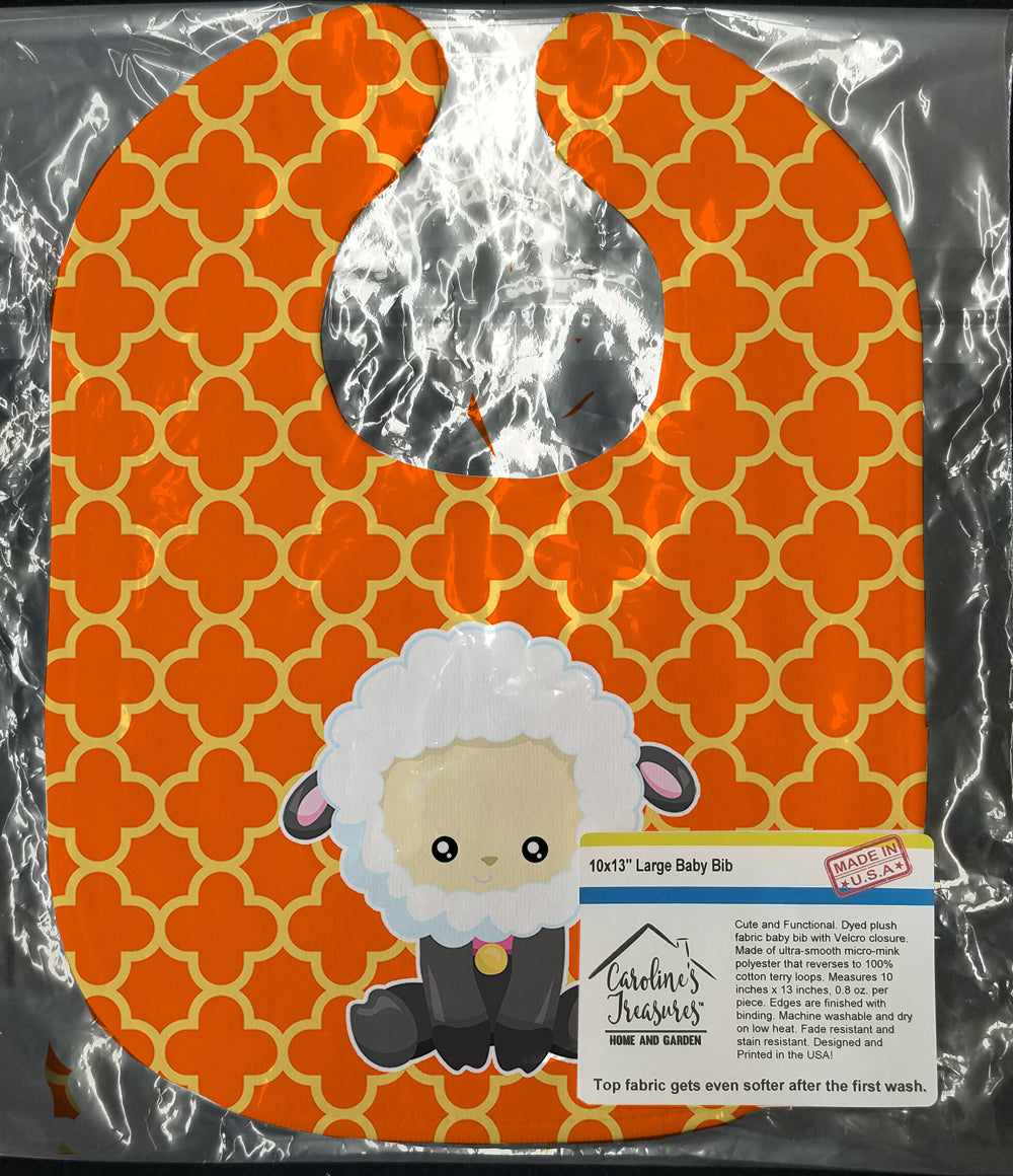 Sheep on Orange Quatrafoil Baby Bib BB6872BIB - the-store.com